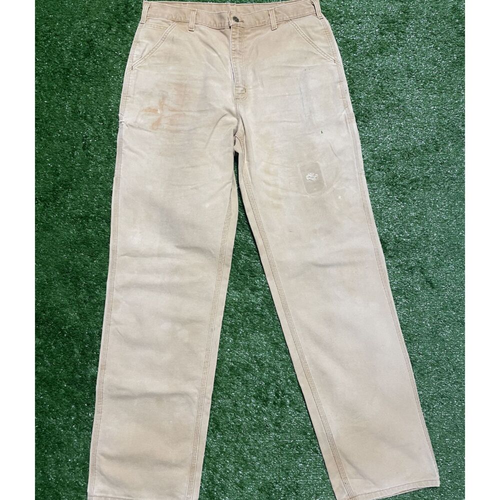 Carhartt B11 Work Pants Men’s 36x35 Carhartt Brown Duck Canvas Faded Distressed - Picture 2 of 6